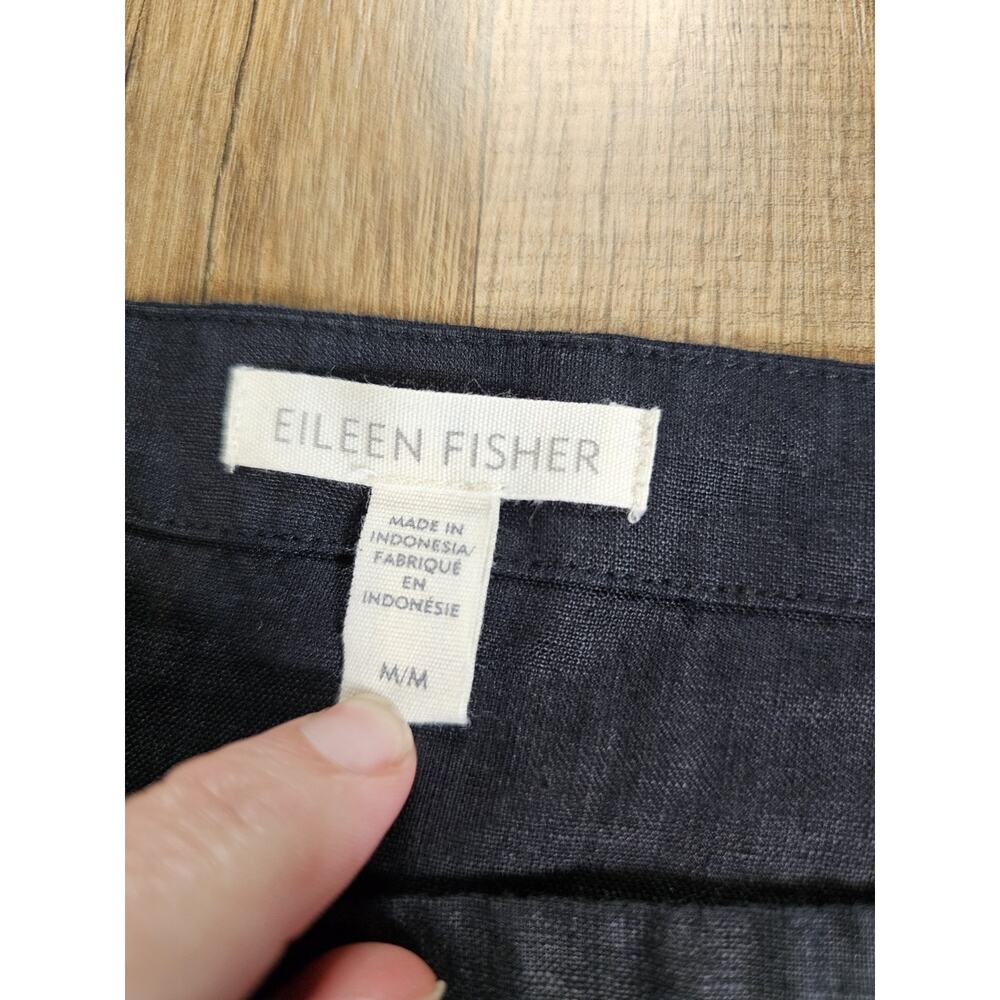 Eileen Fisher Black Boxy Fit Organic Handkerchief Linen Blouse Women's M - Picture 5 of 8